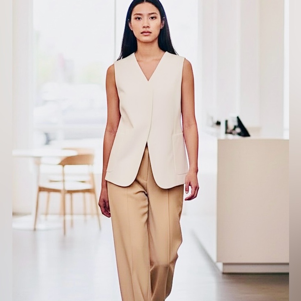 COS White Wrap Front Linen Blend Waistcoat Luxury Minimalist Women’s 2